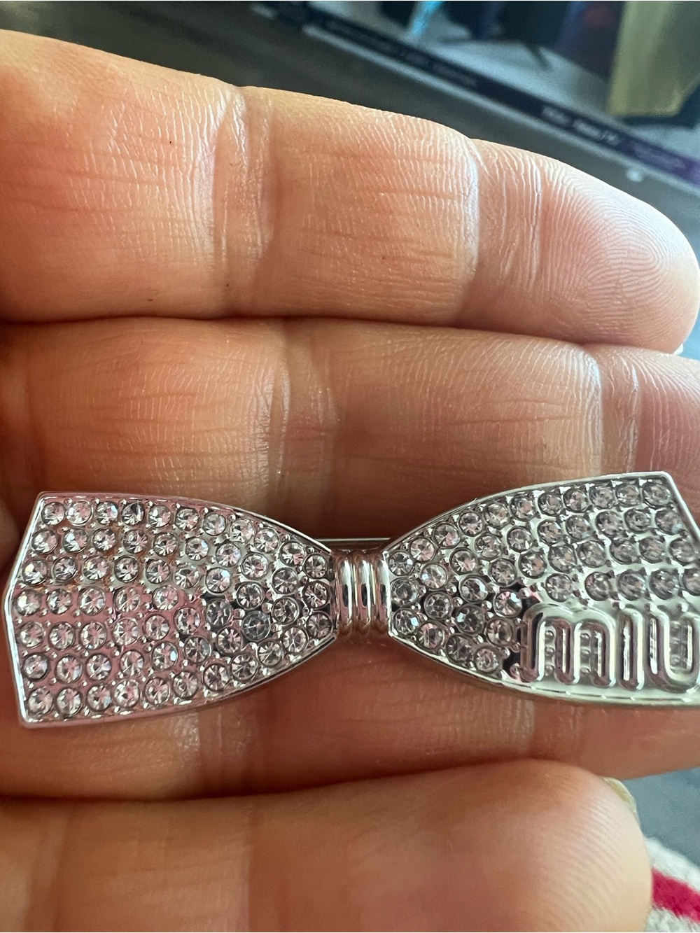 Fashion brooch Silver Crystal Bow Cuff Link
